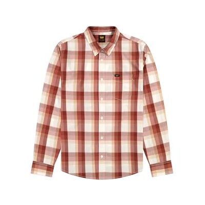 Lee Button DOWN, Röd lerpläd, M Lee Button DOWN, Röd lerpläd, M