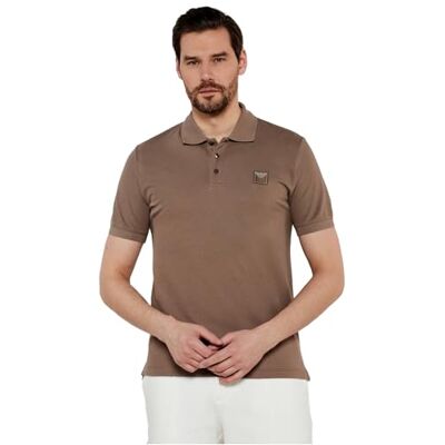 Giorgio Armani Herr satäng etikett polo strandkläder brun S, Valnöt, S Giorgio Armani Herr satäng etikett polo strandkläder brun S, Valnöt, S