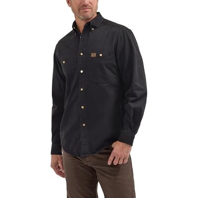 Wrangler Riggs Workwear Logger twill långärmad arbetströja för män, Svart, L Lång Wrangler Riggs Workwear Logger twill långärmad arbetströja för män, Svart, L Lång