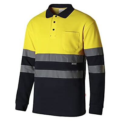 VELILLA Unisex 305515 pikétröja, marinblå och neongul, pikétröja i bomull, tvåfärgad och långärmad, storlek XL, Marinblå/neongul, XL VELILLA Unisex 305515 pikétröja, marinblå och neongul, pikétröja i bomull, tvåfärgad och långärmad, storlek XL, Marinblå/neongul, XL