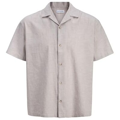 JACK & JONES Jjesummer Linen Blend Resort Shirt Ss Sn, String, S JACK & JONES Jjesummer Linen Blend Resort Shirt Ss Sn, String, S