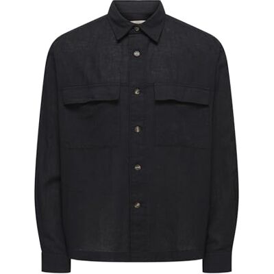 Only & Sons Onscaiden Ls Overshirt Linen Blend Noos, svart, S Only & Sons Onscaiden Ls Overshirt Linen Blend Noos, svart, S