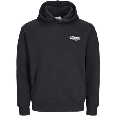 JACK & JONES Huvtröja för män, JOLIVE- avslappnad passform S–XXL bomull, Svart/tryck: jacka och jones, S JACK & JONES Huvtröja för män, JOLIVE- avslappnad passform S–XXL bomull, Svart/tryck: jacka och jones, S