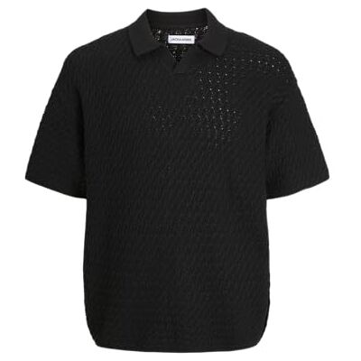 JACK & JONES Jjhudson stickad delad hals, svart, XS JACK & JONES Jjhudson stickad delad hals, svart, XS