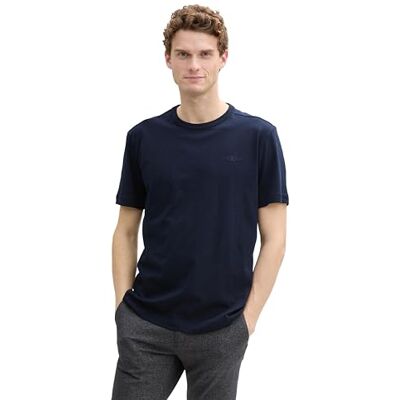TOM TAILOR Basic T-shirt för män av bomull, 10668 – himmelskaptensblå, XXL TOM TAILOR Basic T-shirt för män av bomull, 10668 – himmelskaptensblå, XXL