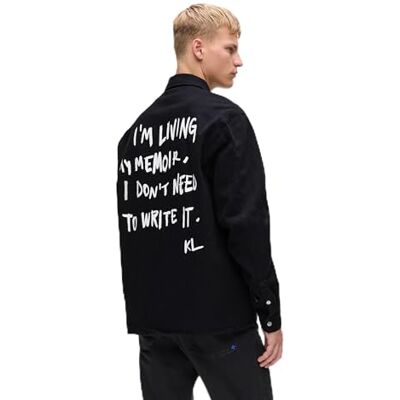 KARL LAGERFELD JEANS , Herr, Karlism Overshirt, Avslappad Passform, Svart, S KARL LAGERFELD JEANS , Herr, Karlism Overshirt, Avslappad Passform, Svart, S