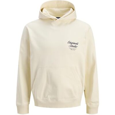 JACK & JONES Jornorrebro Typo Back Sweat Hood Sn, Antik vit, S JACK & JONES Jornorrebro Typo Back Sweat Hood Sn, Antik vit, S