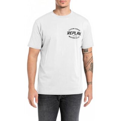 Replay herr t-shirt bomull, 011 Naturligt vitt, XS Replay herr t-shirt bomull, 011 Naturligt vitt, XS