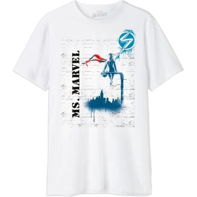 Marvel UXMISSMTS006 T-shirt, vit, 3XL herr, Vitt och blått, 3XL Marvel UXMISSMTS006 T-shirt, vit, 3XL herr, Vitt och blått, 3XL