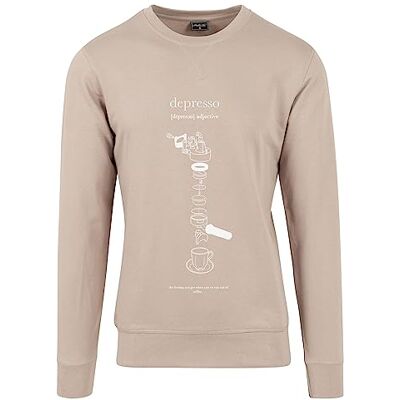 Tee herr Depresso Crewneck sweatshirt, darksand, L Tee herr Depresso Crewneck sweatshirt, darksand, L
