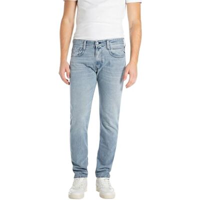 Replay Anbass jeans för män, 010 ljusblå, 34W / 30L Replay Anbass jeans för män, 010 ljusblå, 34W / 30L
