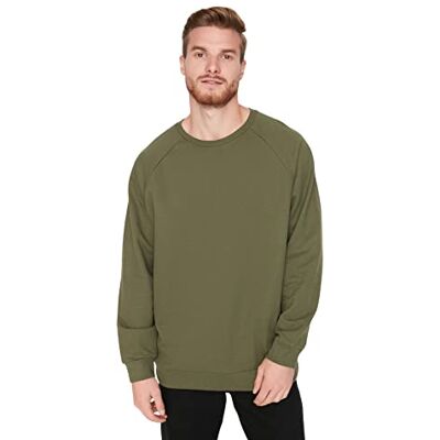 Trendyol herr raka långa ärmar vanliga tröjor, kaki, L Trendyol herr raka långa ärmar vanliga tröjor, kaki, L