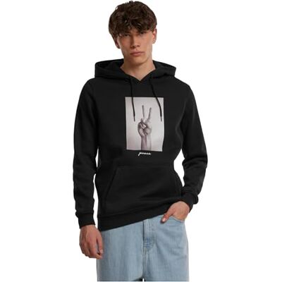 Tee Mäns Peace Sign Hoody svart S huvtröja, S Tee Mäns Peace Sign Hoody svart S huvtröja, S