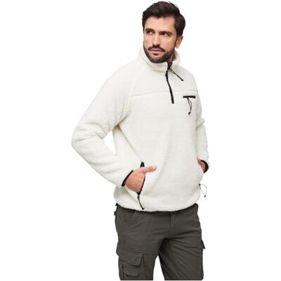 Brandit troyer i teddyfleece vintertröja med fleecefoder jakt utomhus plysch, Vit, M Brandit troyer i teddyfleece vintertröja med fleecefoder jakt utomhus plysch, Vit, M