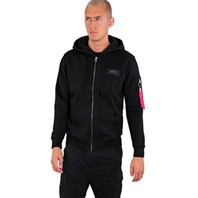 Alpha Industries Hoodie Med Dragkedja Och Ryggtryck För Män Black Alpha Industries Hoodie Med Dragkedja Och Ryggtryck För Män Black