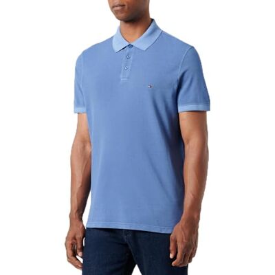 Tommy Hilfiger herrplagg DYE REG Polo, Blå (monokrom blå), L Tommy Hilfiger herrplagg DYE REG Polo, Blå (monokrom blå), L