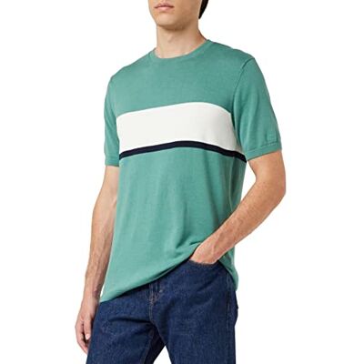 TOM TAILOR Herr Stickad tröja med ränder 1032032, 30252 Salvia Green Off White Stripe, S TOM TAILOR Herr Stickad tröja med ränder 1032032, 30252 Salvia Green Off White Stripe, S