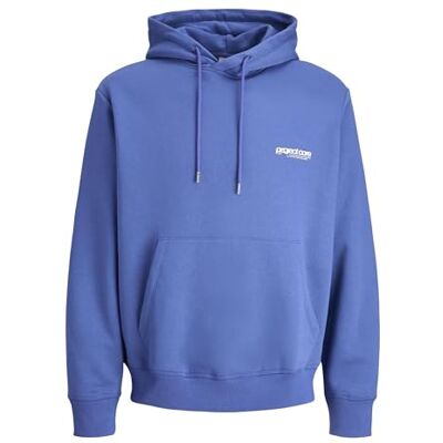 JACK & JONES Jcounion Print Sweat Hood Noos, Beaucoup Blue, XS JACK & JONES Jcounion Print Sweat Hood Noos, Beaucoup Blue, XS