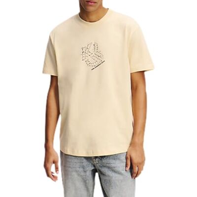 KARL LAGERFELD JEANS , Herr, Vanlig Kortärm Böjd Shibori Tee, Vanlig Passform, Brun, XL KARL LAGERFELD JEANS , Herr, Vanlig Kortärm Böjd Shibori Tee, Vanlig Passform, Brun, XL