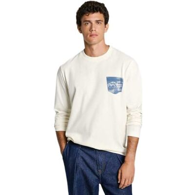 Pepe Jeans herr Sidney t-shirt, t-shirt, vit, XL, Vit (benvit), XL Pepe Jeans herr Sidney t-shirt, t-shirt, vit, XL, Vit (benvit), XL