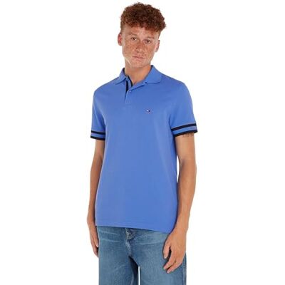 Tommy Hilfiger herr monotyp manschett slim fit polo S/S pikétröjor, blå, M, Blå besvärjelse, M Tommy Hilfiger herr monotyp manschett slim fit polo S/S pikétröjor, blå, M, Blå besvärjelse, M