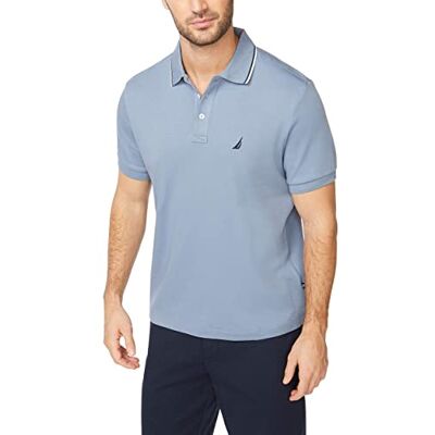 Nautica Herr klassisk passform kortärmad solid tippad krage mjuk pikétröja, Lake City blå, 1X stor Nautica Herr klassisk passform kortärmad solid tippad krage mjuk pikétröja, Lake City blå, 1X stor