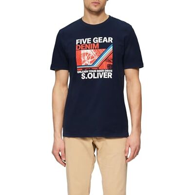 s.Oliver Bomull T-shirt med tryck fram, Djupblå, L s.Oliver Bomull T-shirt med tryck fram, Djupblå, L