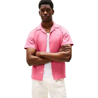 Tommy Hilfiger herr linneblandning solid S/S RF tröja MW0MW41296 S/S skjorta, rosa (vintage rose), XL, Rosa (Vintage Rosy), XL Tommy Hilfiger herr linneblandning solid S/S RF tröja MW0MW41296 S/S skjorta, rosa (vintage rose), XL, Rosa (Vintage Rosy), XL