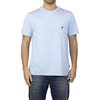 Nautica herr-T-shirt med enfärgad design, rund hals, kort ärm och bröstficka., S Nautica herr-T-shirt med enfärgad design, rund hals, kort ärm och bröstficka., S