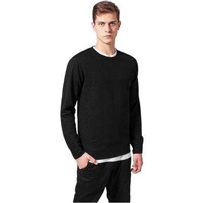 Urban Classics Herrtröja Diamond Quilt Crewneck, finquiltad enfärgad tröja för män, svart, M Urban Classics Herrtröja Diamond Quilt Crewneck, finquiltad enfärgad tröja för män, svart, M