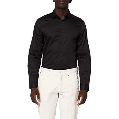 Giorgio Armani Herr satin skjorta, svart, XS Giorgio Armani Herr satin skjorta, svart, XS