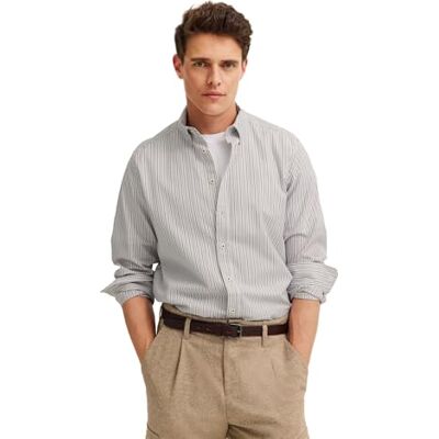 bugatti herrskjorta button-down-krage modern passform randig, 40-beige, L bugatti herrskjorta button-down-krage modern passform randig, 40-beige, L