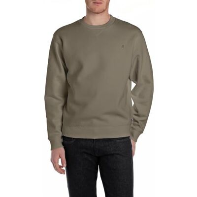 Replay basics sweatshirt för män, 759 Mud Green, L Replay basics sweatshirt för män, 759 Mud Green, L