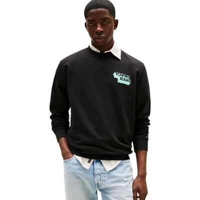 Tommy Jeans herr TJM REG STACK CREW EXT DM0DM21640 pullover tröja, svart (svart), XL, svart (svart), XL Tommy Jeans herr TJM REG STACK CREW EXT DM0DM21640 pullover tröja, svart (svart), XL, svart (svart), XL