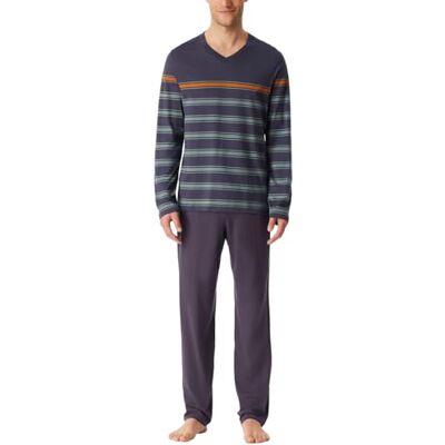 Schiesser Pyjamasset för män, långa nattkläder, set med pyjamasset, Grafit_182605, 56 Schiesser Pyjamasset för män, långa nattkläder, set med pyjamasset, Grafit_182605, 56