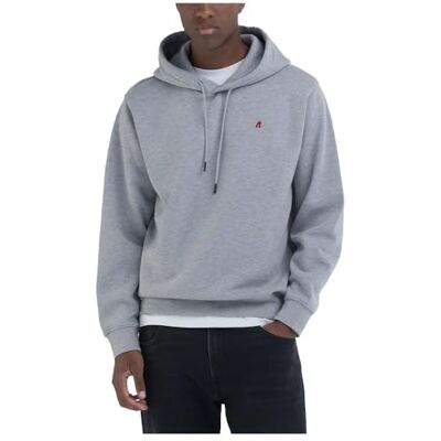 Replay Hoodie för män Comfort Fit, M08 ljusgrå melerad, XS Replay Hoodie för män Comfort Fit, M08 ljusgrå melerad, XS