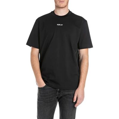 Replay herr basic t-shirt rund hals kortärmad, 098 svart, M Replay herr basic t-shirt rund hals kortärmad, 098 svart, M