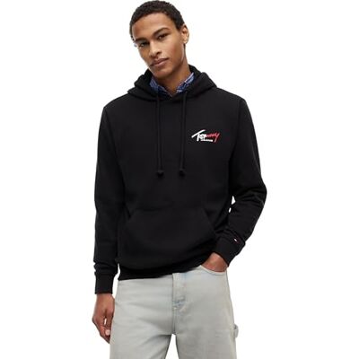 Tommy Jeans herr Tjm Reg Entry Sign Hoodie Ext DM0DM22680 Pullover Huvtröja, SVART (Svart), XL Tommy Jeans herr Tjm Reg Entry Sign Hoodie Ext DM0DM22680 Pullover Huvtröja, SVART (Svart), XL