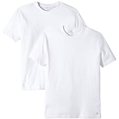 TOM TAILOR herr Basic T-shirt i dubbelpack 1008638, 20000 White, M TOM TAILOR herr Basic T-shirt i dubbelpack 1008638, 20000 White, M