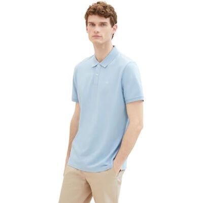 TOM TAILOR 1031006 Basic Piqué pikétröja för män, 32245 – tvättad ut mellanblå, 3XL TOM TAILOR 1031006 Basic Piqué pikétröja för män, 32245 – tvättad ut mellanblå, 3XL