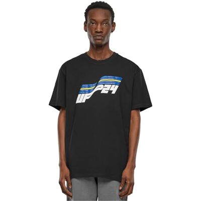 Tee Upscale herr-t-shirt UP24 tung oversize t-shirt, tryck t-shirt för män, överdimensionerad passform, streetwear, svart, M Tee Upscale herr-t-shirt UP24 tung oversize t-shirt, tryck t-shirt för män, överdimensionerad passform, streetwear, svart, M