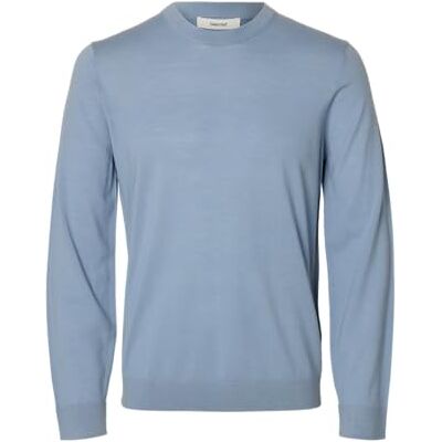 SELECTED MEN SELECTED Män Slhtray Ls Knit Merino Crew Neck Noos, Dammblå, S SELECTED MEN SELECTED Män Slhtray Ls Knit Merino Crew Neck Noos, Dammblå, S