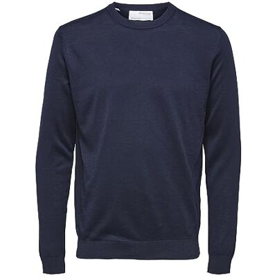 SELECTED HOMME BLACK Herr Slhtown Merino Coolmax Knit Crew B Noos tröja, Marinblazer/detalj: melerad, L SELECTED HOMME BLACK Herr Slhtown Merino Coolmax Knit Crew B Noos tröja, Marinblazer/detalj: melerad, L