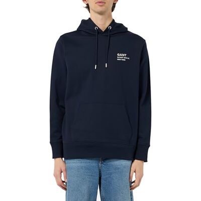 GANT Script Graphic Sweat Hoodie Huvtröja för män, Kvällsblå, XXL GANT Script Graphic Sweat Hoodie Huvtröja för män, Kvällsblå, XXL