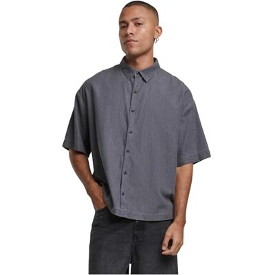 Urban Classics Skjorta för män, lätt denimskjorta, mellangrå L, Mellangrå, L Urban Classics Skjorta för män, lätt denimskjorta, mellangrå L, Mellangrå, L