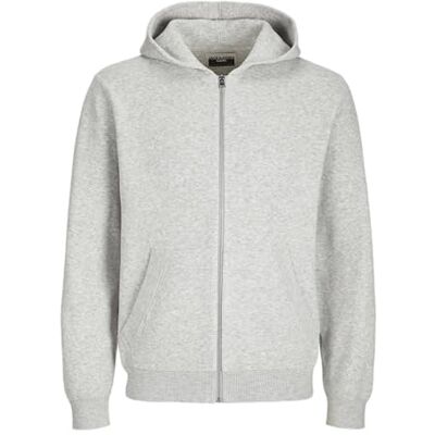 JACK & JONES JACK&JONES JCOCALEB stickad huvtröja med dragkedja BF, Ljusgrå melange, S JACK & JONES JACK&JONES JCOCALEB stickad huvtröja med dragkedja BF, Ljusgrå melange, S