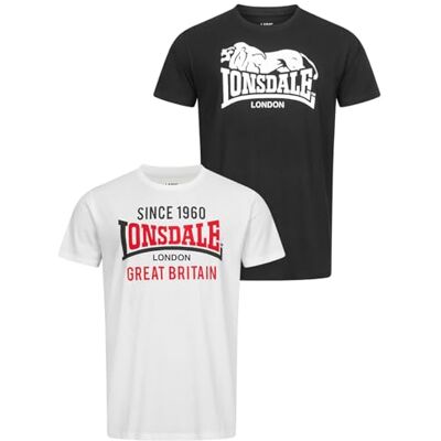 Lonsdale T-shirt för män normal passform dubbelpack COLLESSIE, svart/vit, L, 117431 Lonsdale T-shirt för män normal passform dubbelpack COLLESSIE, svart/vit, L, 117431