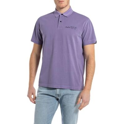 Replay mäns regular fit bomulls-pikétröja, 378 lila, L Replay mäns regular fit bomulls-pikétröja, 378 lila, L