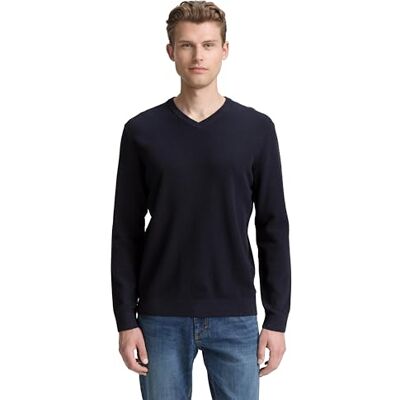 TOM TAILOR 1047997 Pullover, 13160-marinblå melerad, XS herr, 13160 Marinblå Mélange, XS TOM TAILOR 1047997 Pullover, 13160-marinblå melerad, XS herr, 13160 Marinblå Mélange, XS