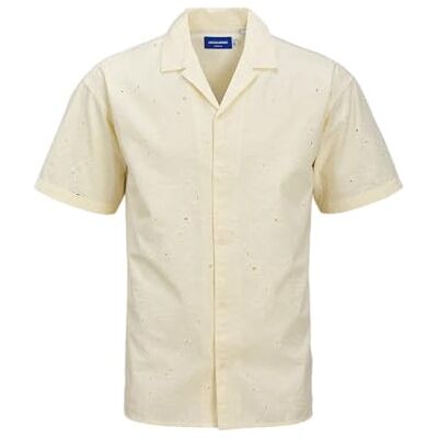 JACK & JONES herr Jorembroidery mönster skjorta Ss, Antik vit, S JACK & JONES herr Jorembroidery mönster skjorta Ss, Antik vit, S